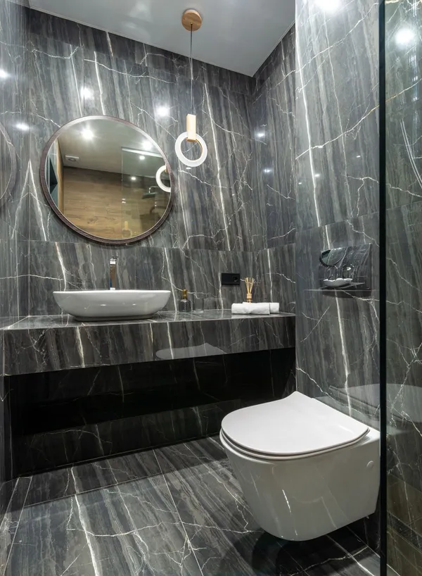 Full marble bathroom renovation result